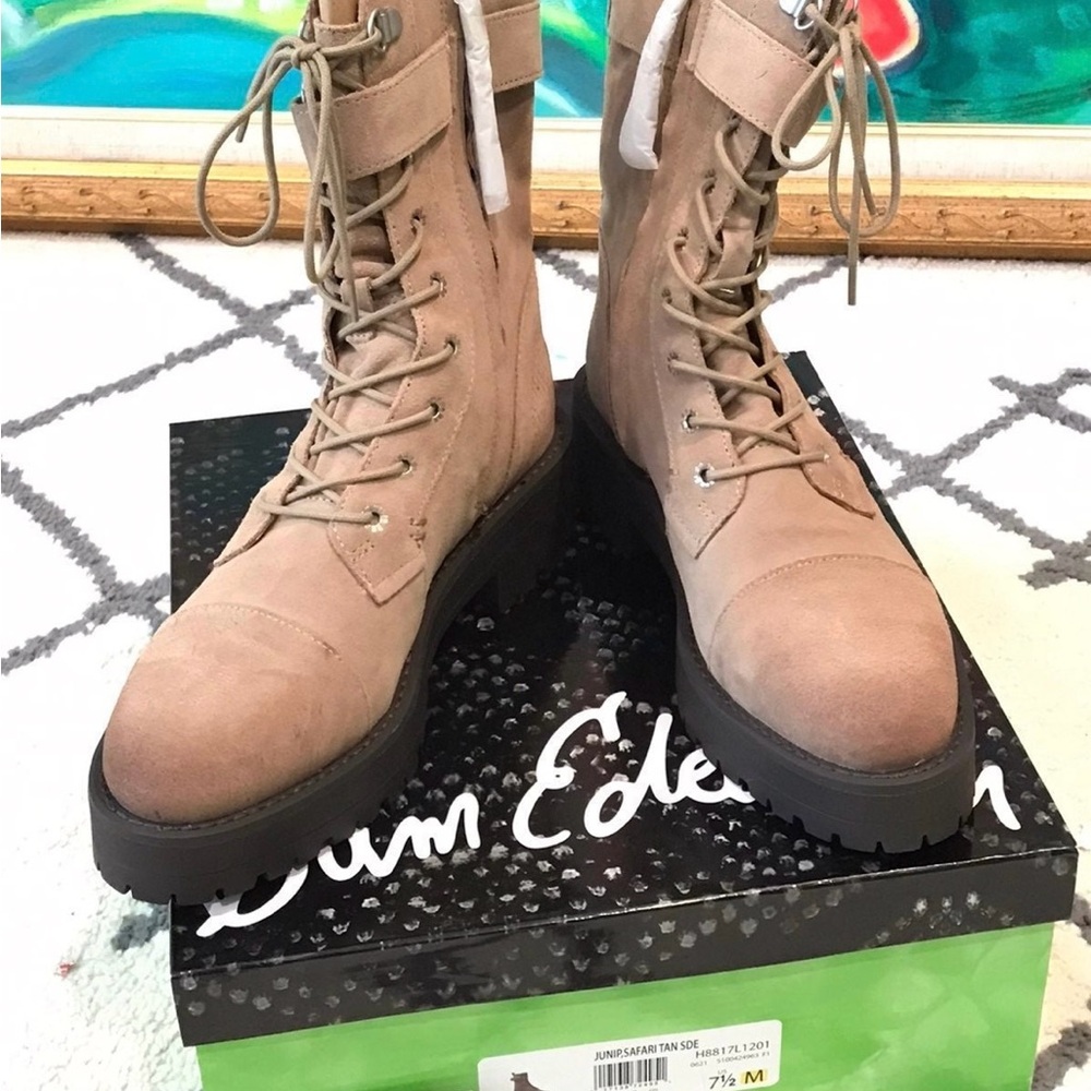 Sam Edelman Tan Combat & Moto Boots